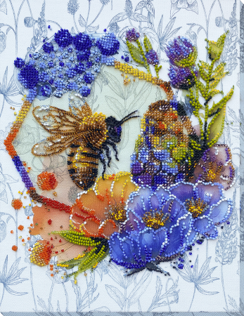 Broderii cu margele - Set broderie cu margele cusute, Mierea florilor, 20x26 cm