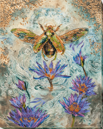 Broderii cu margele - Set broderie cu margele cusute, Carabusul de aur, 30x37 cm
