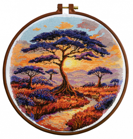 Broderie in cruciulita - Set broderie in cruciulita, Savana, 23x22 cm