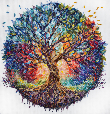 Broderie in cruciulita - Set broderie in cruciulita, Centrul universului, 35x36 cm