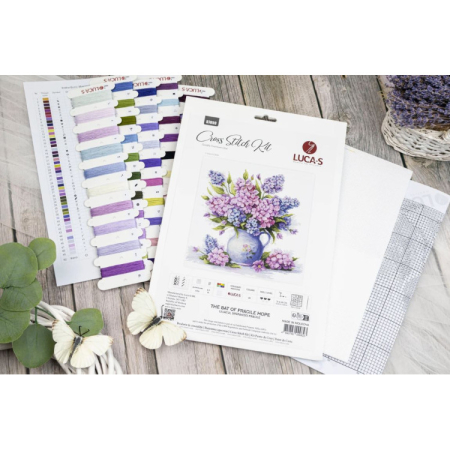 Set broderie in cruciulita, cu diagrama, Liliacul sperantei fragile, 31 x 29 cm [2]