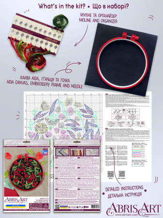 Set broderie in cruciulita, cu gherghef, Dansul florilor, 17x17 cm [5]