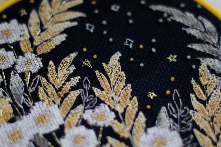 Set broderie in cruciulita, cu gherghef, Lumina stelelor, 17x17 cm [3]