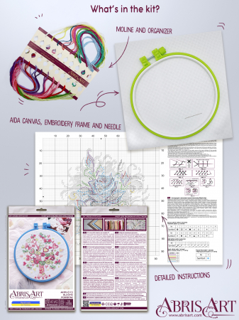 Set broderie in cruciulita, cu gherghef, Inflorire, 15x15 cm [1]