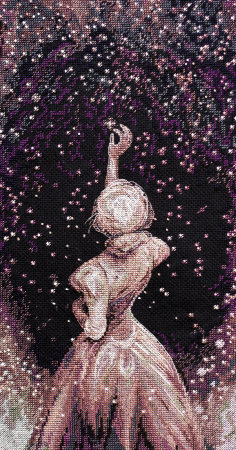 Broderie in cruciulita - Set broderie in cruciulita, Dorinta in stele, 20x38 cm