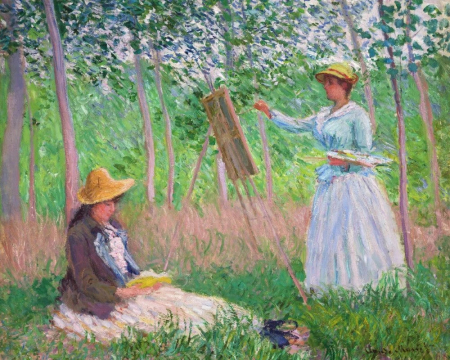 Broderie in cruciulita - Set broderie in cruciulita pe panza pre-imprimanta, In padurea Giverny, 32x40 cm
