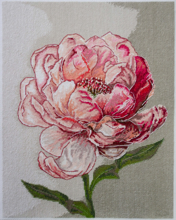 Set broderie in cruciulita, Bujor, 23x31 cm