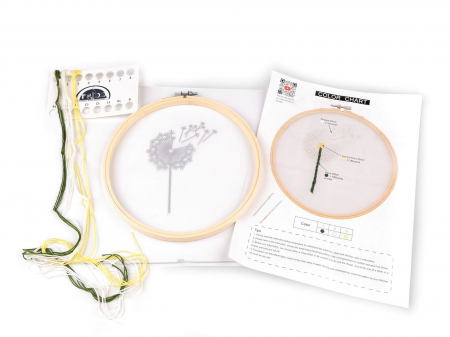 Set broderie pe tul preimprimat, cu gherghef, Papadie 1, Ø19 cm [1]