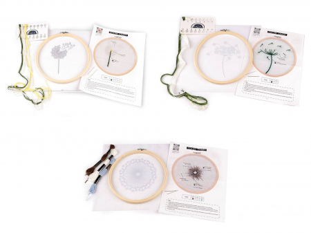 Set broderie pe tul preimprimat, cu gherghef, Papadie 1, Ø19 cm [2]