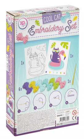 Set broderie pentru copii, Pisica cool, 6 culori [1]