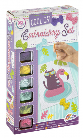 Set broderie pentru copii, Pisica cool, 6 culori [0]