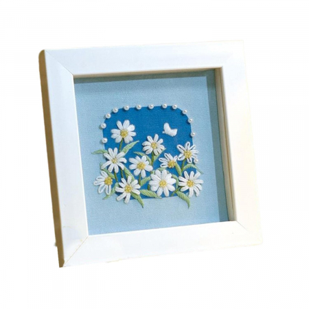 Set creativ broderie cu rama si gherghef, Musetel, 15,5 x 15,5 cm [0]