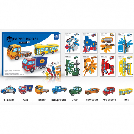 Set creativ, din carton, Masini, 8 buc [1]