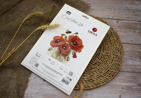 Set de brodat in cruciulita, Splendoarea macilor de vara, 24.5 x 27 cm [3]