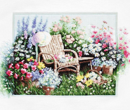 Broderie in cruciulita - Set de brodat in cruciulita, Gradina infloritoare, 20x26.5 cm