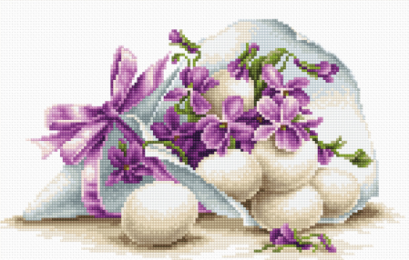 Broderie in cruciulita - Set de brodat in cruciulita, Bucurie de Paste, 22x13 cm