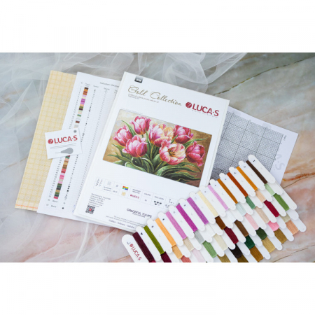 Set goblen de cusut, cu diagrama, Lalele gratioase, 35x24 cm [1]