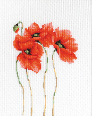 Broderie in cruciulita - Set de brodat in cruciulita, Maci, 15x22 cm