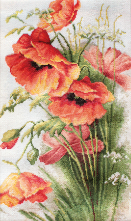 Broderie in cruciulita - Set de brodat in cruciulita, Maci, 20x32,5 cm