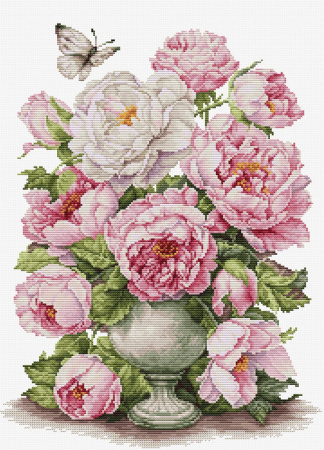 Broderie in cruciulita - Set de brodat in cruciulita, Romantismul trandafirilor, 28x37cm