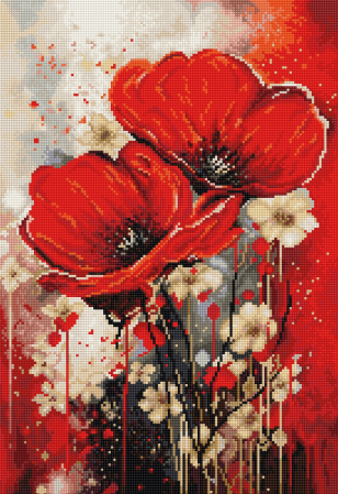 Ac & Ata - Set de brodat in cruciulita, Dansul macilor, 22x32 cm