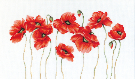 Broderie in cruciulita - Set de brodat in cruciulita, Maci, 40x23,5 cm