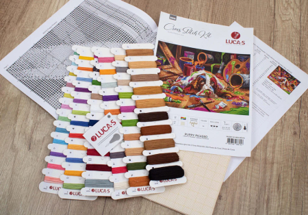 Set de brodat in cruciulita, Catelul Picasso, 40x29cm [2]