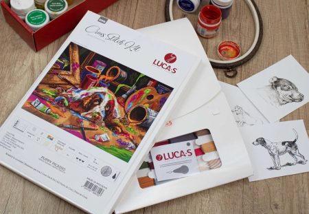 Set de brodat in cruciulita, Catelul Picasso, 40x29cm [1]