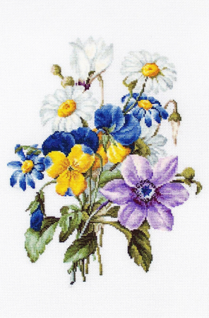 Broderie in cruciulita - Set de brodat in cruciulita, Buchet de flori, 19x24.5 cm