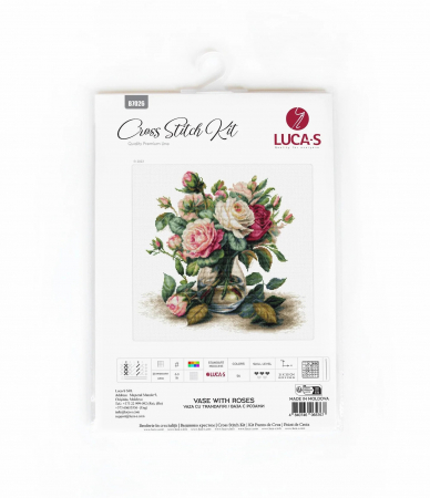 Set de brodat in cruciulita, Vaza cu trandafiri, 31x30cm [6]