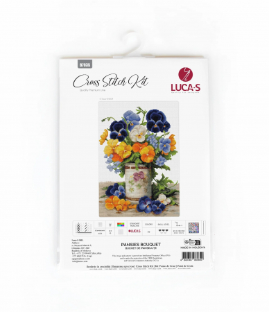 Set de brodat in cruciulita, Buchet de panselute, 23x30cm [1]