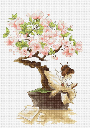 Broderie in cruciulita - Set de brodat in cruciulita, Sakura, 18x25.5 cm