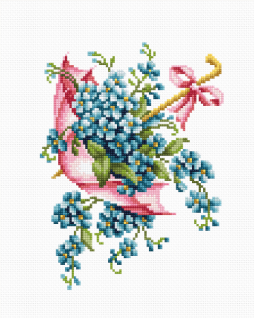 Broderie in cruciulita - Set de brodat in cruciulita, Umbrela roz, 15x20 cm