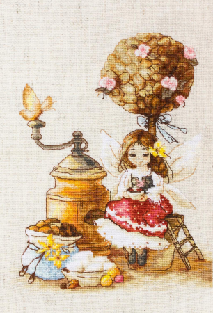 Ac & Ata - Set de brodat in cruciulita, Zana cafelei, 18x23.5 cm