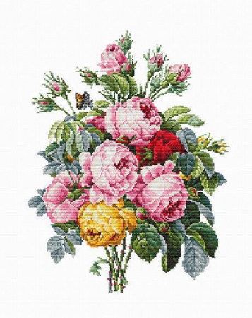 Broderie in cruciulita - Set de brodat in cruciulita, Trandafiri, 25x32cm
