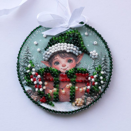 Set decoratie de Craciun cu margele, Spiridus, 13.2x6.6 cm [1]