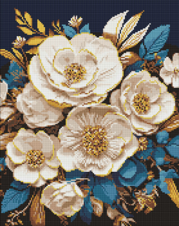 Set goblen cu diamante AB, cu sasiu, Simfonie alba, 40x50 cm [0]