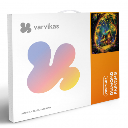 Set goblen cu diamante, cu sasiu, Coliba din taramul viselor, 50x65 cm [4]