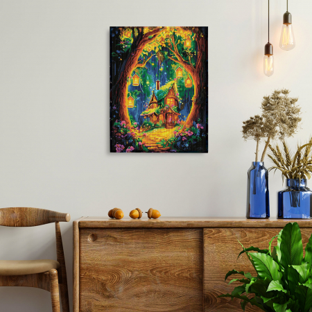 Set goblen cu diamante, cu sasiu, Coliba din taramul viselor, 50x65 cm [3]