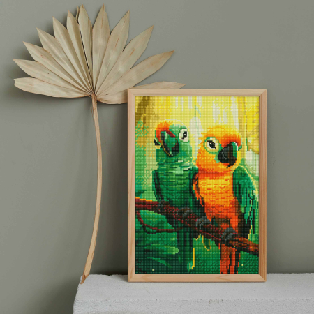 Set goblen cu diamante, cu sasiu, Papagali exotici, 30x40 cm [3]