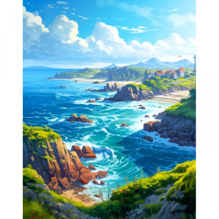 Goblenuri cu diamante cu sasiu - Set goblen cu diamante, cu sasiu, Orizont colorat, 40x50 cm