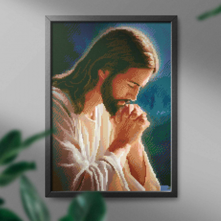 Set goblen cu diamante, cu sasiu, Ruga lui IIsus, 40x50 cm [2]