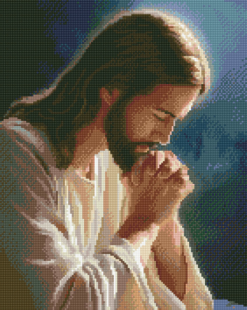 Set goblen cu diamante, cu sasiu, Ruga lui IIsus, 40x50 cm [0]