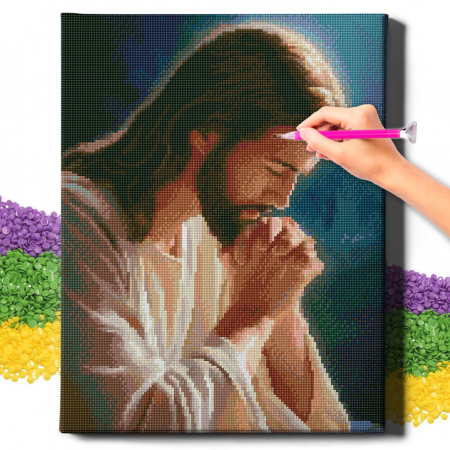 Set goblen cu diamante, cu sasiu, Ruga lui IIsus, 40x50 cm [1]