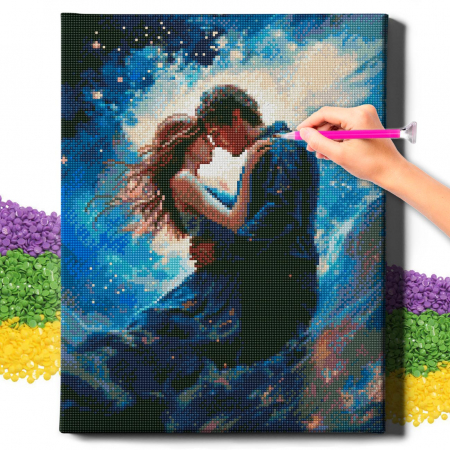 Set goblen cu diamante, cu sasiu, Dans celest, 40x50 cm [1]