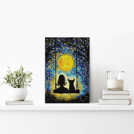 Set goblen cu diamante, cu sasiu, Vise sub clar de luna, 20x30 cm [4]