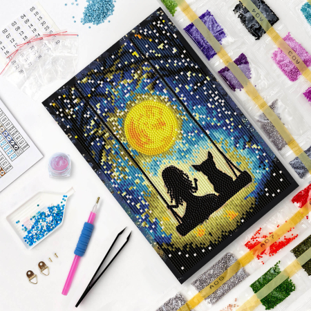 Set goblen cu diamante, cu sasiu, Vise sub clar de luna, 20x30 cm [3]