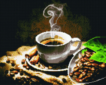 Set goblen cu diamante, cu sasiu, Aroma cafelei de dimineata, 40x50 cm [0]