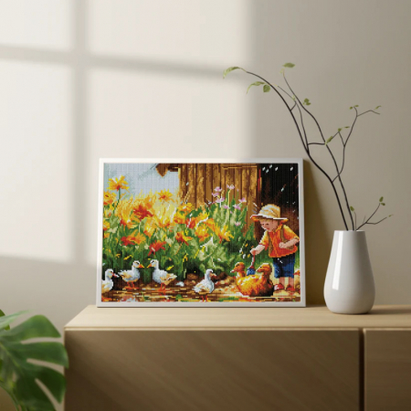 Set goblen cu diamante, cu sasiu, Aventura la tara, 40x50 cm [2]