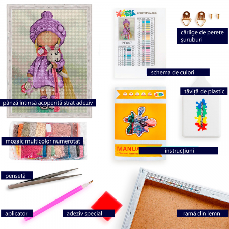 Set goblen cu diamante, cu sasiu, Betty Doll [3]
